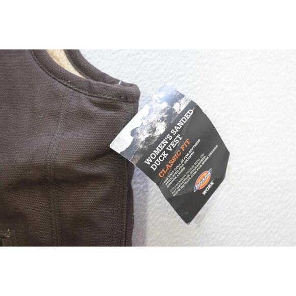 Dickies Sanded Duck Vest Sherpa Lined Jacket Brown Full Zip Womens XS XSMALL NWT - Picture 4 of 6